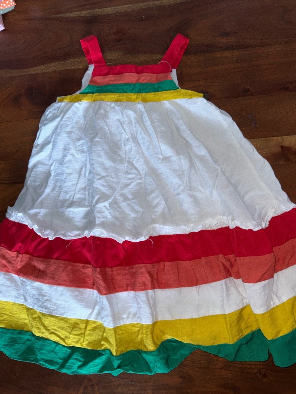 Girls White Sundress with Rainbow Stripes